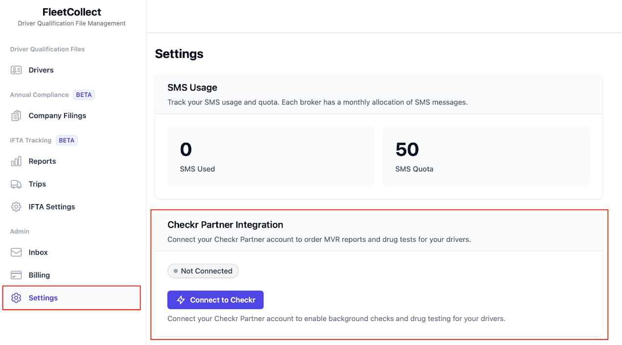 Fleetcollect / Checkr Integration User Guide