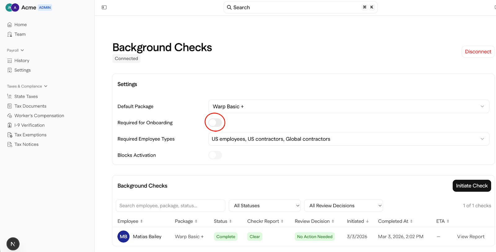Warp / Checkr Integration User Guide