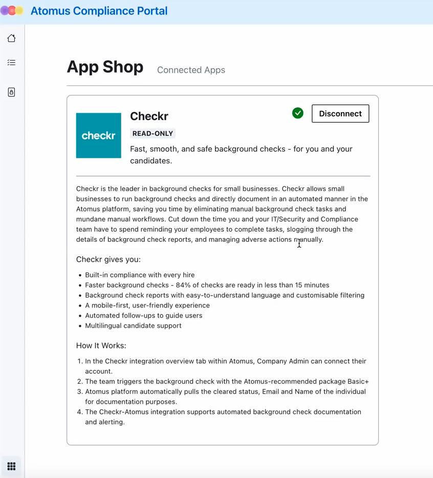 Atomus / Checkr Integration User Guide