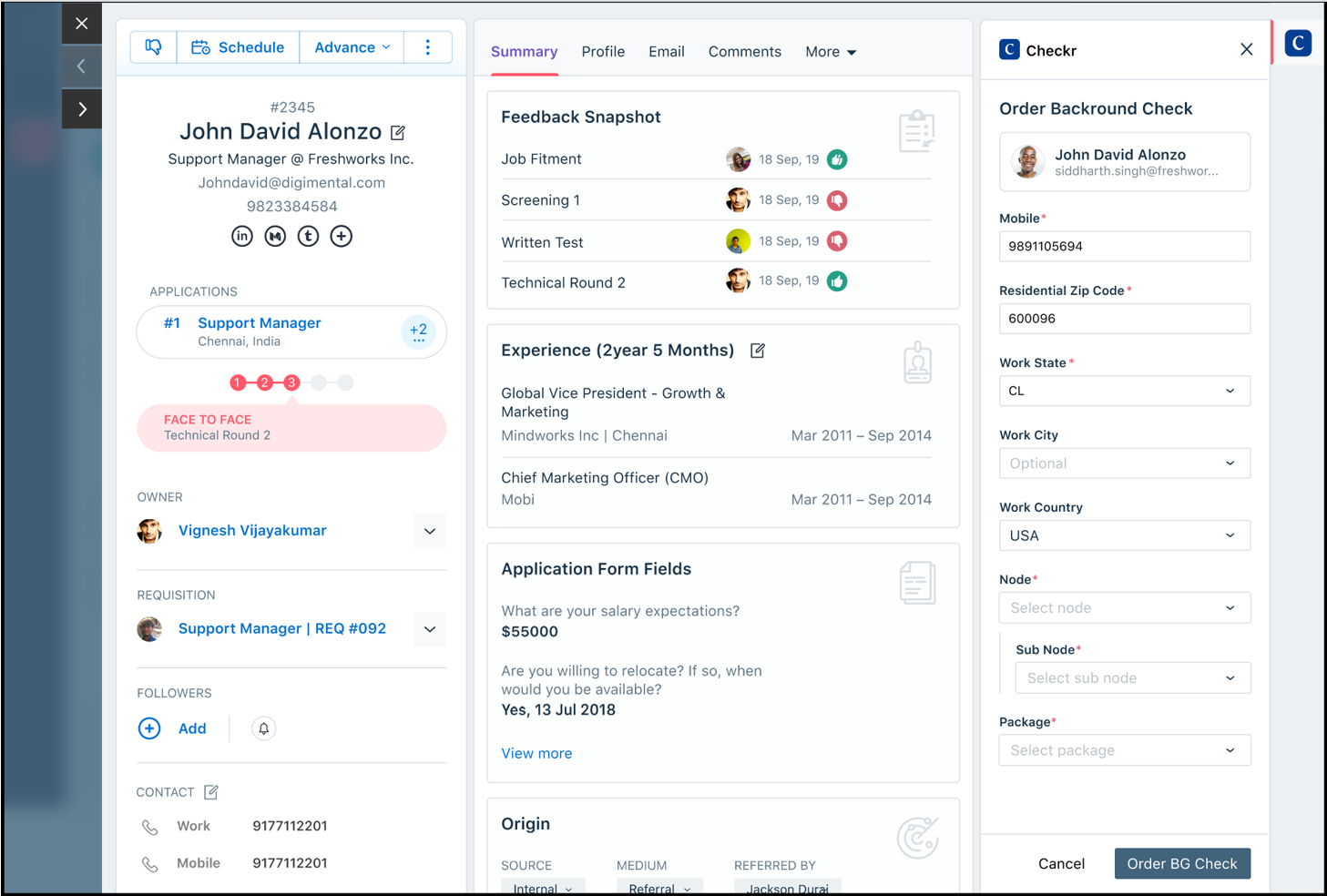 FreshTeam / Checkr Integration User Guide