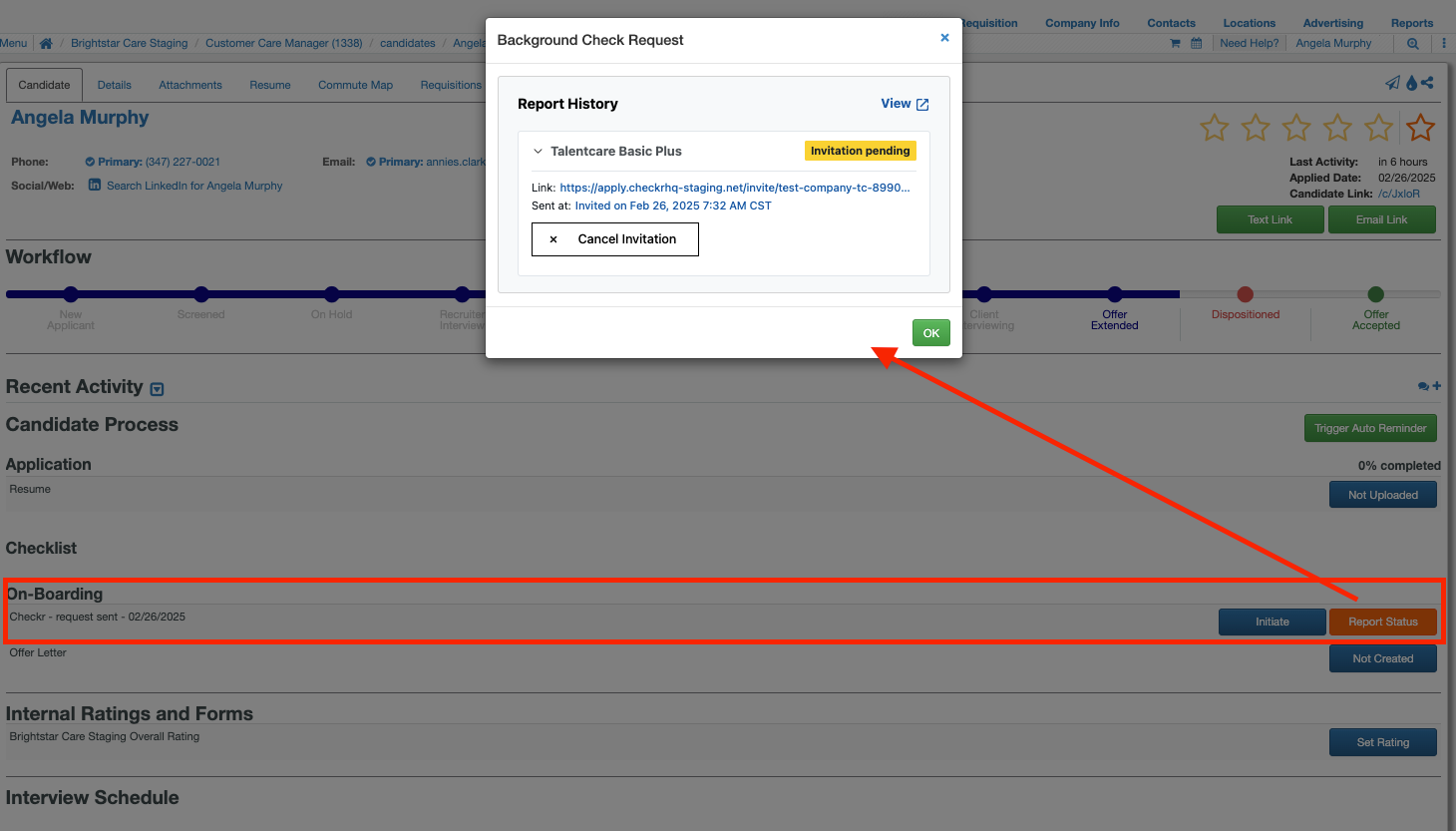 Talentcare / Checkr Integration User Guide