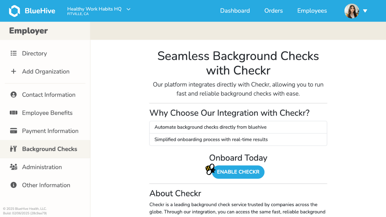 BlueHive / Checkr Integration User Guide