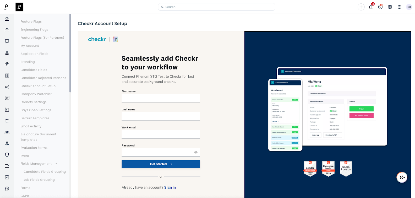 Phenom / Checkr Integration User Guide