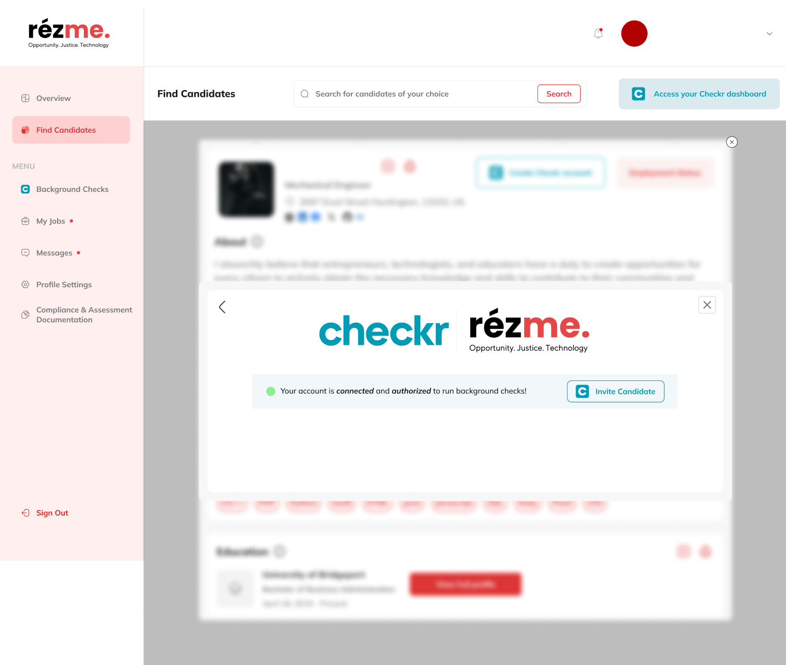 Rézme / Checkr Integration User Guide