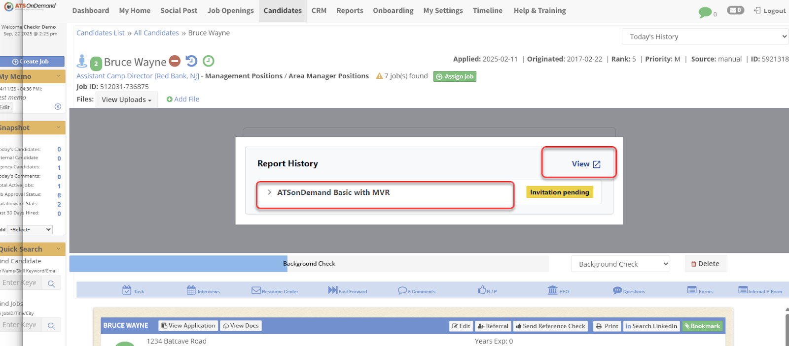 ATSOnDemand / Checkr Integration User Guide