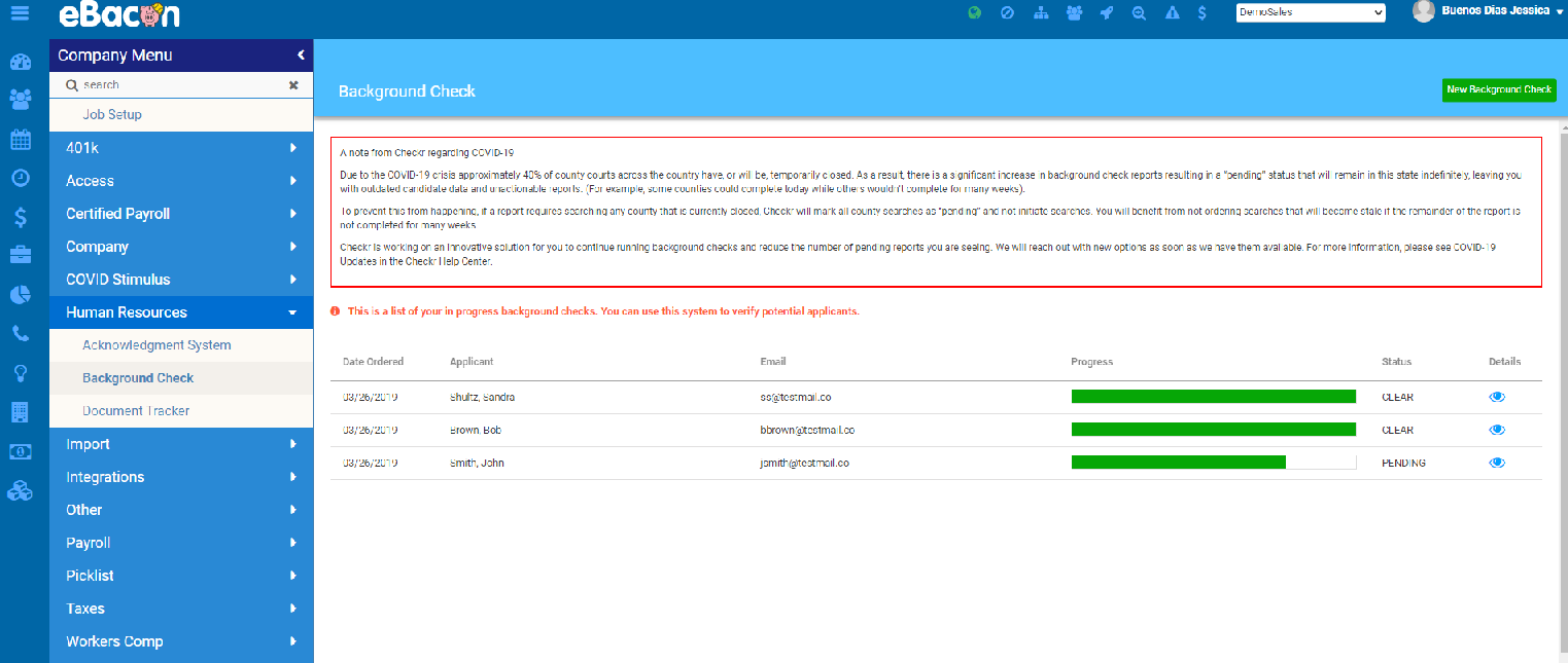 eBacon / Checkr Integration User Guide