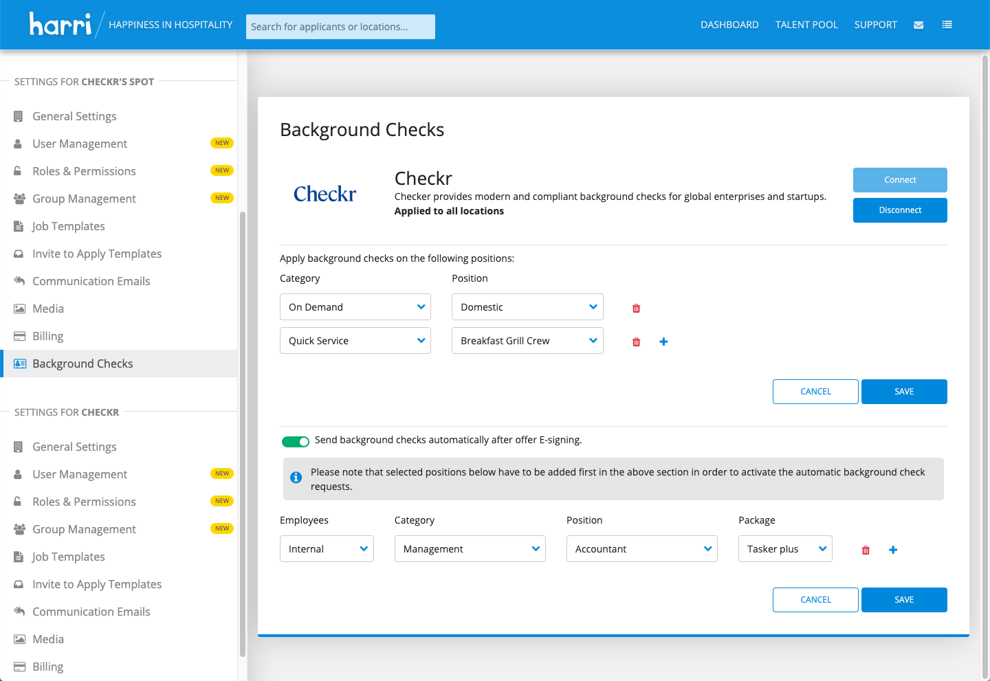 Harri / Checkr Integration User Guide