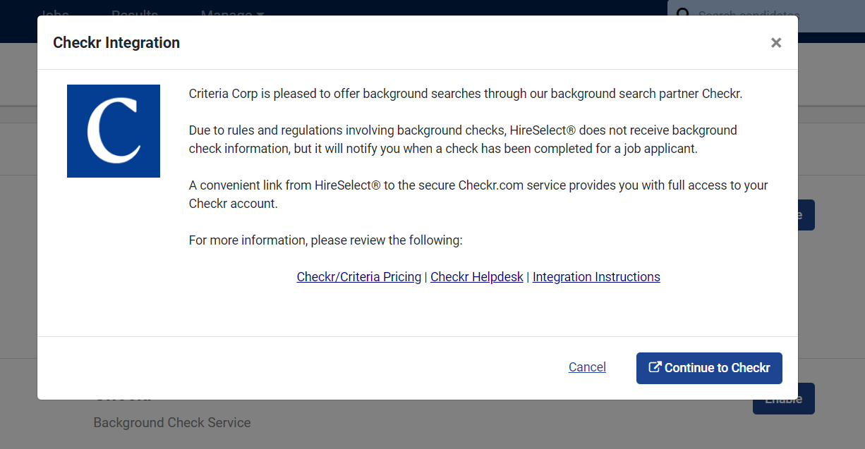 Criteria Corp / Checkr Integration User Guide