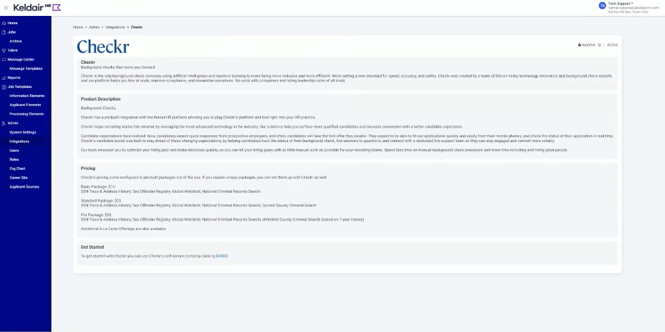 Keldair HR / Checkr Integration User Guide