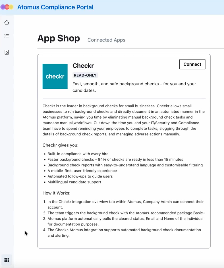 Atomus / Checkr Integration User Guide