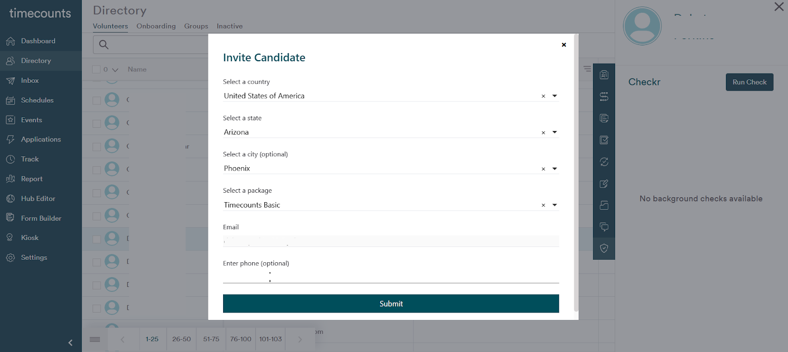 Timecounts / Checkr Integration User Guide