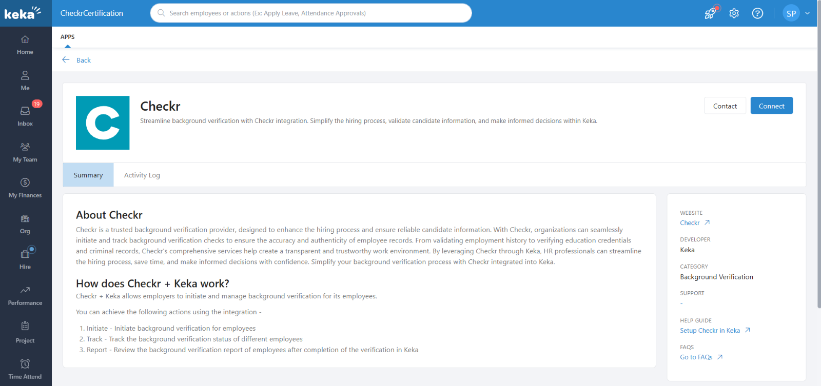 Keka / Checkr Integration User Guide