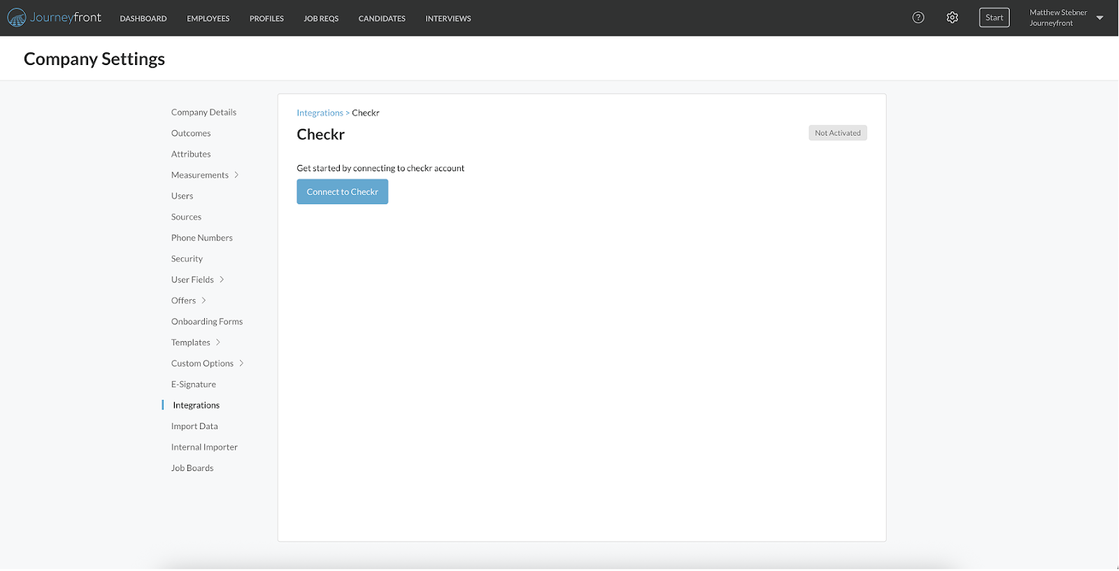 Journeyfront / Checkr Integration User Guide