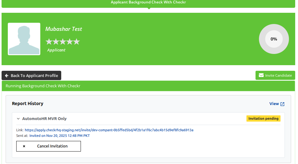 AutomotoHR / Checkr Integration User Guide